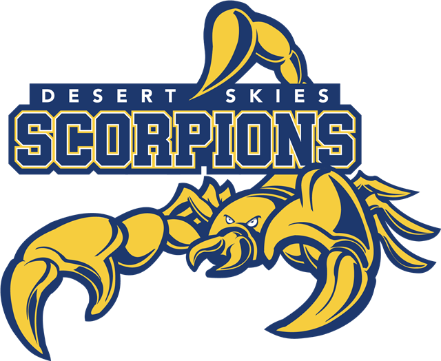 Rendering of scorpion mascot and school name Rendering of scorpion mascot and school name